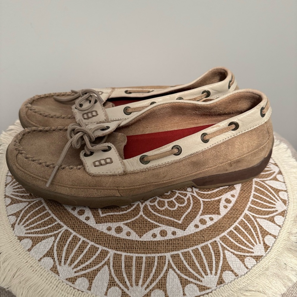 TWISTED X Men's Loafers Boat Shoes LEATHER Tan Antibacterial Size 8.5